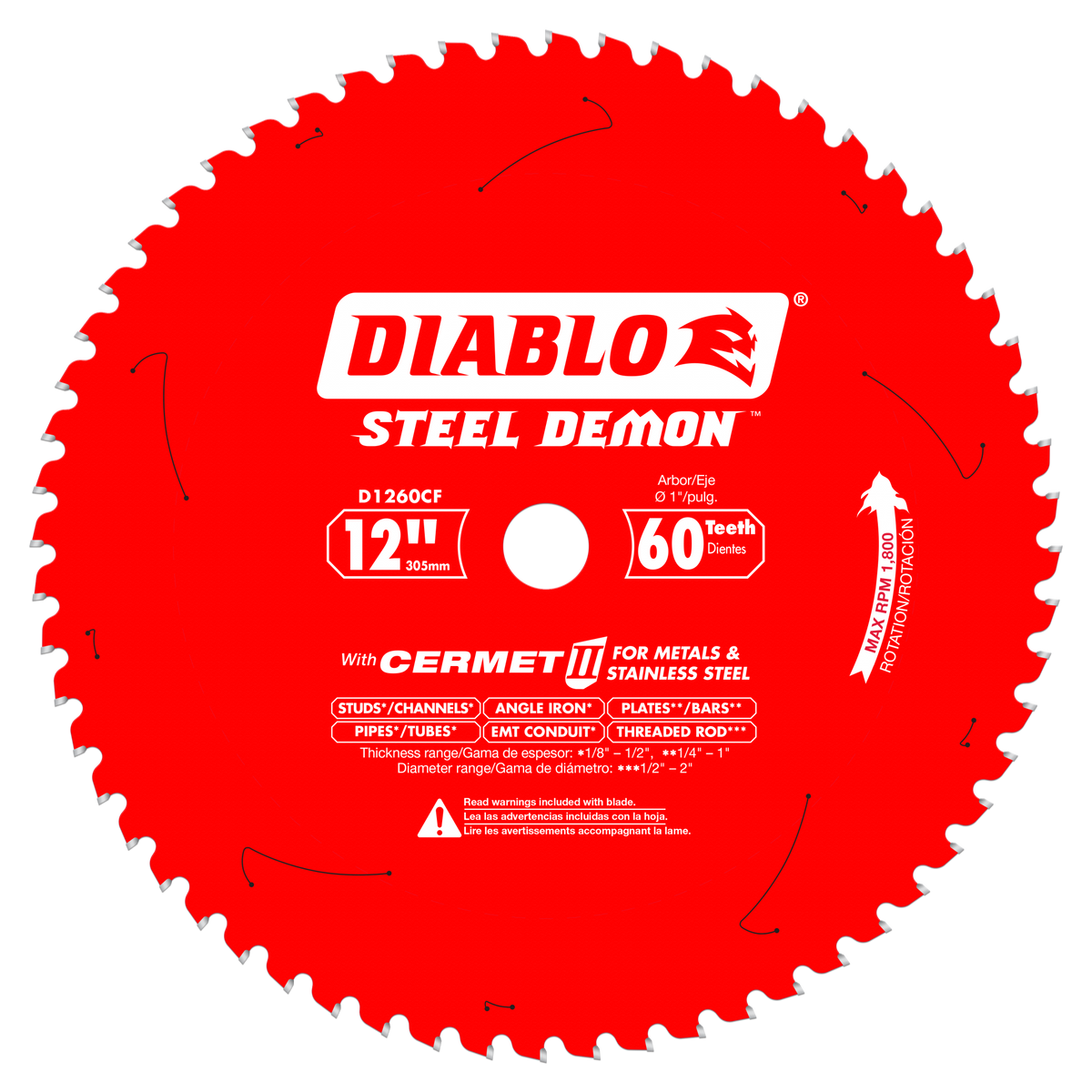 D1260CF 12" x 60-Teeth Steel Demon™ Cermet II Saw Blade for Medium Metal