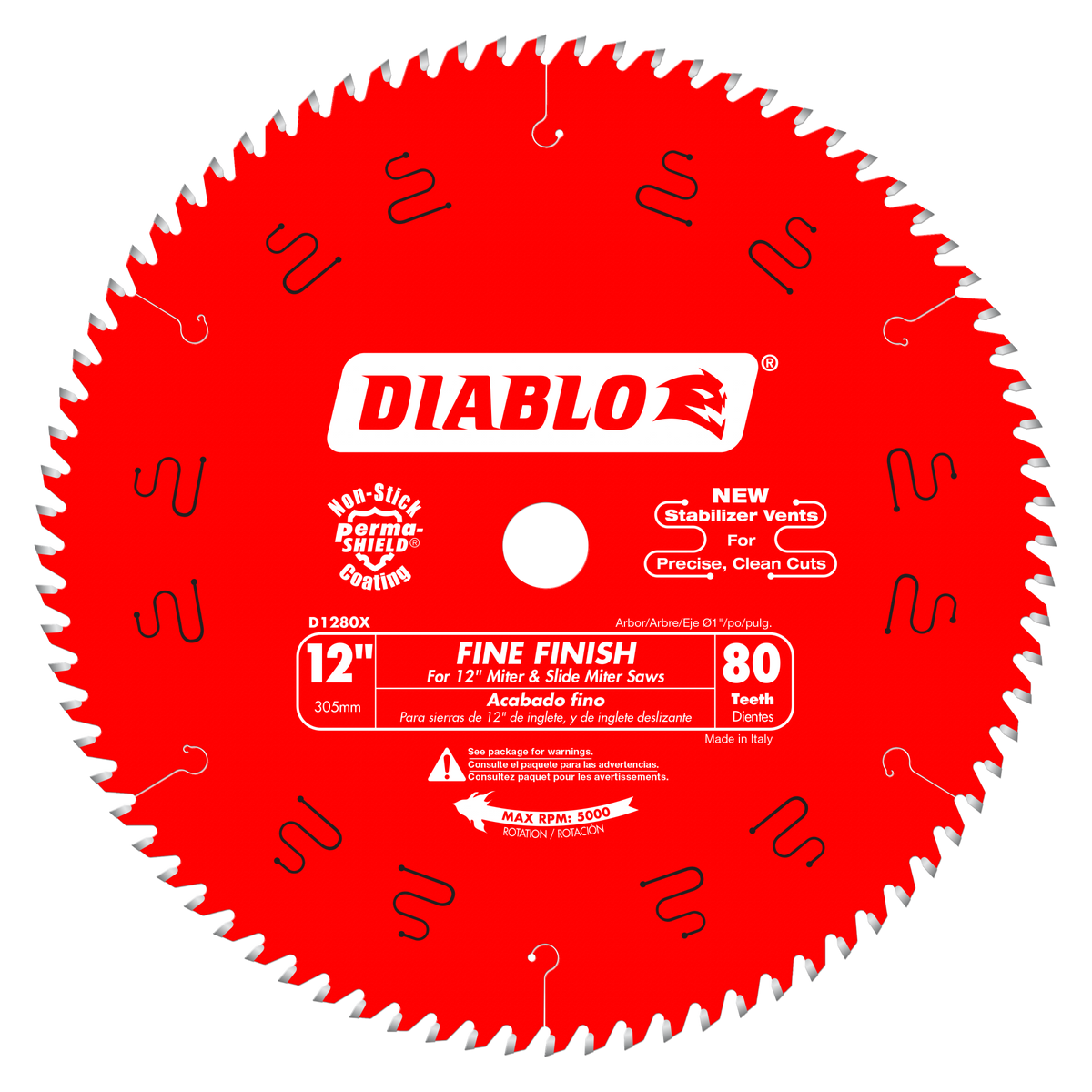 D1280X 12" x 80-Teeth Fine Finish Saw Blade for Wood