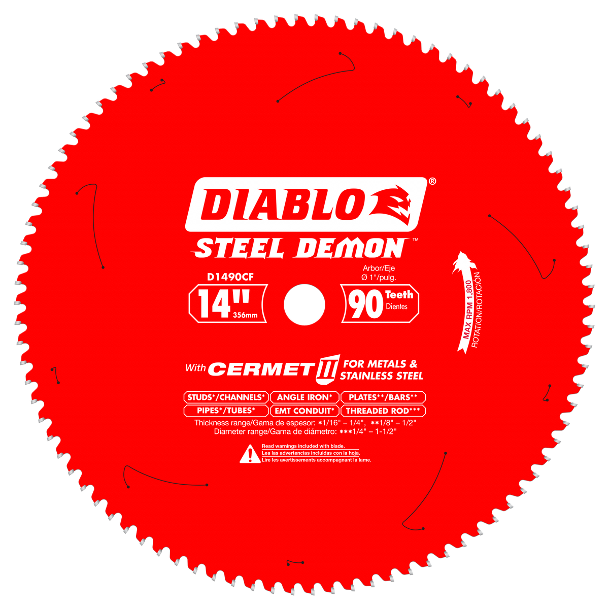D1490CF 14" x 90-Teeth Steel Demon™ Cermet II Saw Blade for Thin Metal
