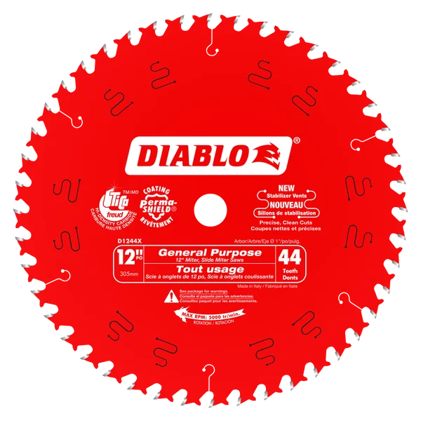 D1244X 12" x 44-Teeth General Purpose Saw Blade for Wood