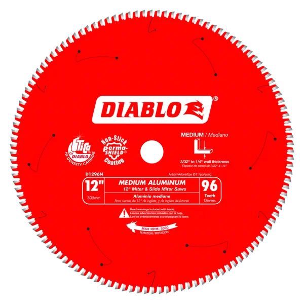 D1296N 12" x 96-Teeth Saw Blade for Medium Aluminum