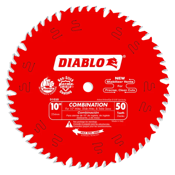 D1050X 10" x 50-Teeth Combination Saw Blade for Wood