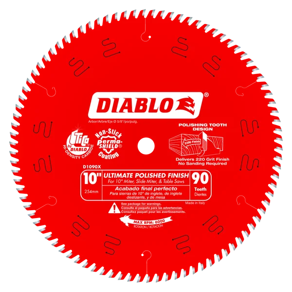 D1090X 10" x 90-Teeth Wood Demon™ Ultimate Polished Finish Saw Blade for Wood