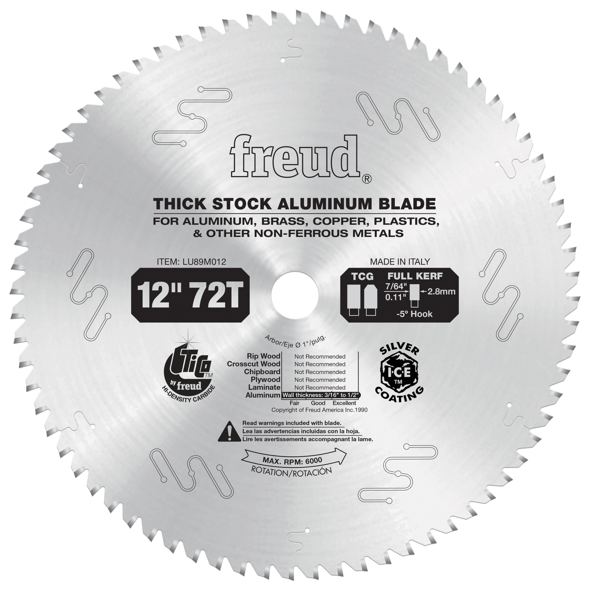 LU89M012 12" Thick Stock Aluminum Metal Blade