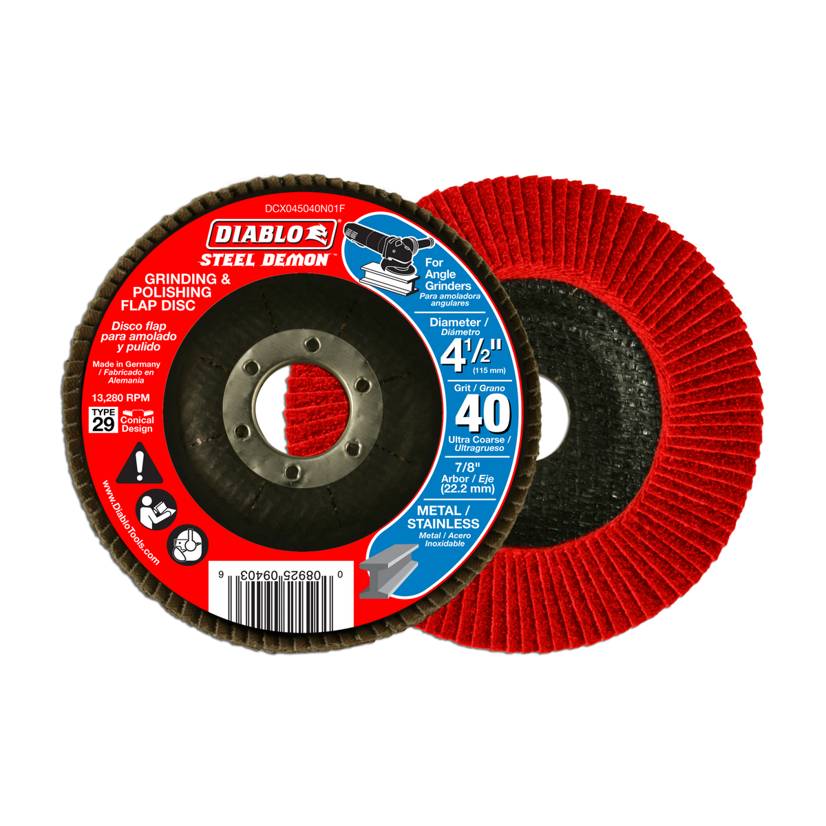 DCX045040N01F   Flap Disc 4-1/2" x 40G   T29