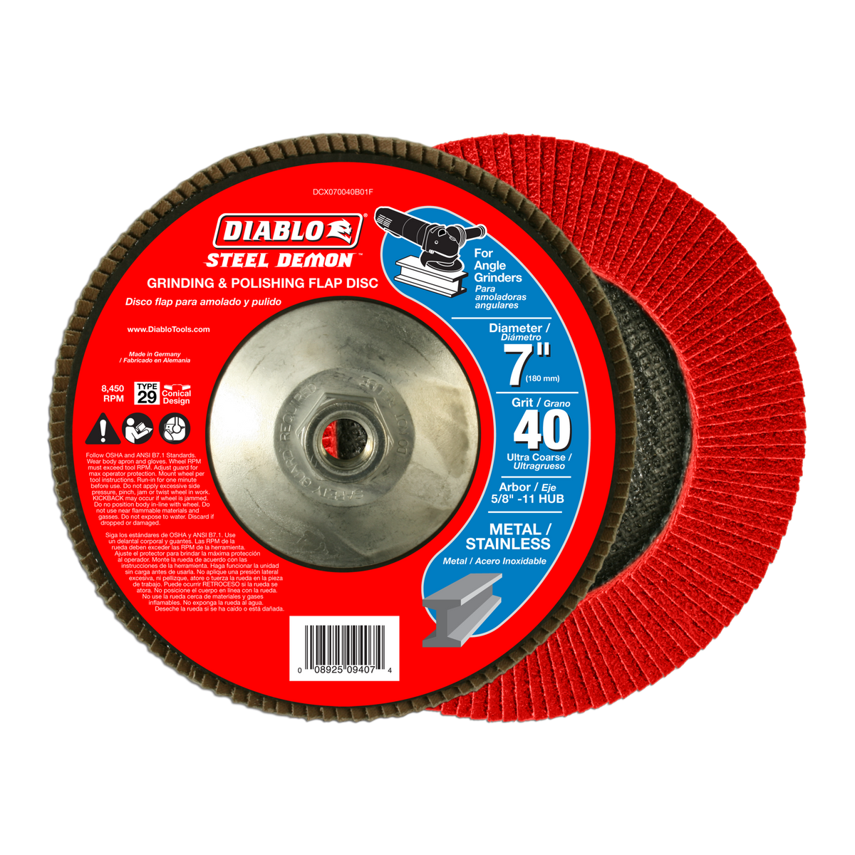 DCX070040B01F 7" 40-Grit Steel Demon™ Flap Disc for Metal