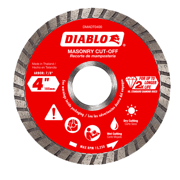 DMADT0400   4" Diamond Turbo Masonry Cut-Off Disc