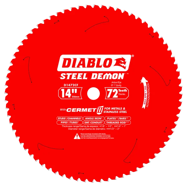 D1472CF 14" x 72-Teeth Steel Demon™ Cermet II Saw Blade for Medium Metal