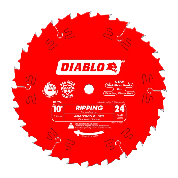 D1024X 10" x 24-Teeth Ripping Saw Blade for Wood
