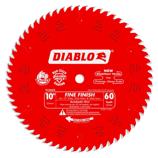 D1060X 10" x 60-Teeth Fine Finish Saw Blade for Wood