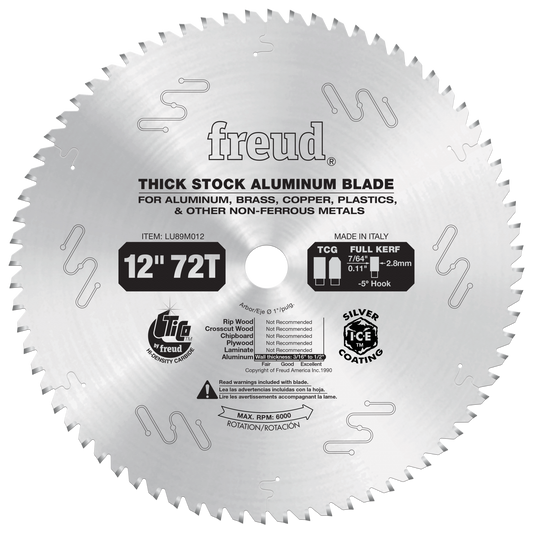 LU89M012   12" Thick Stock Aluminum Metal Blade