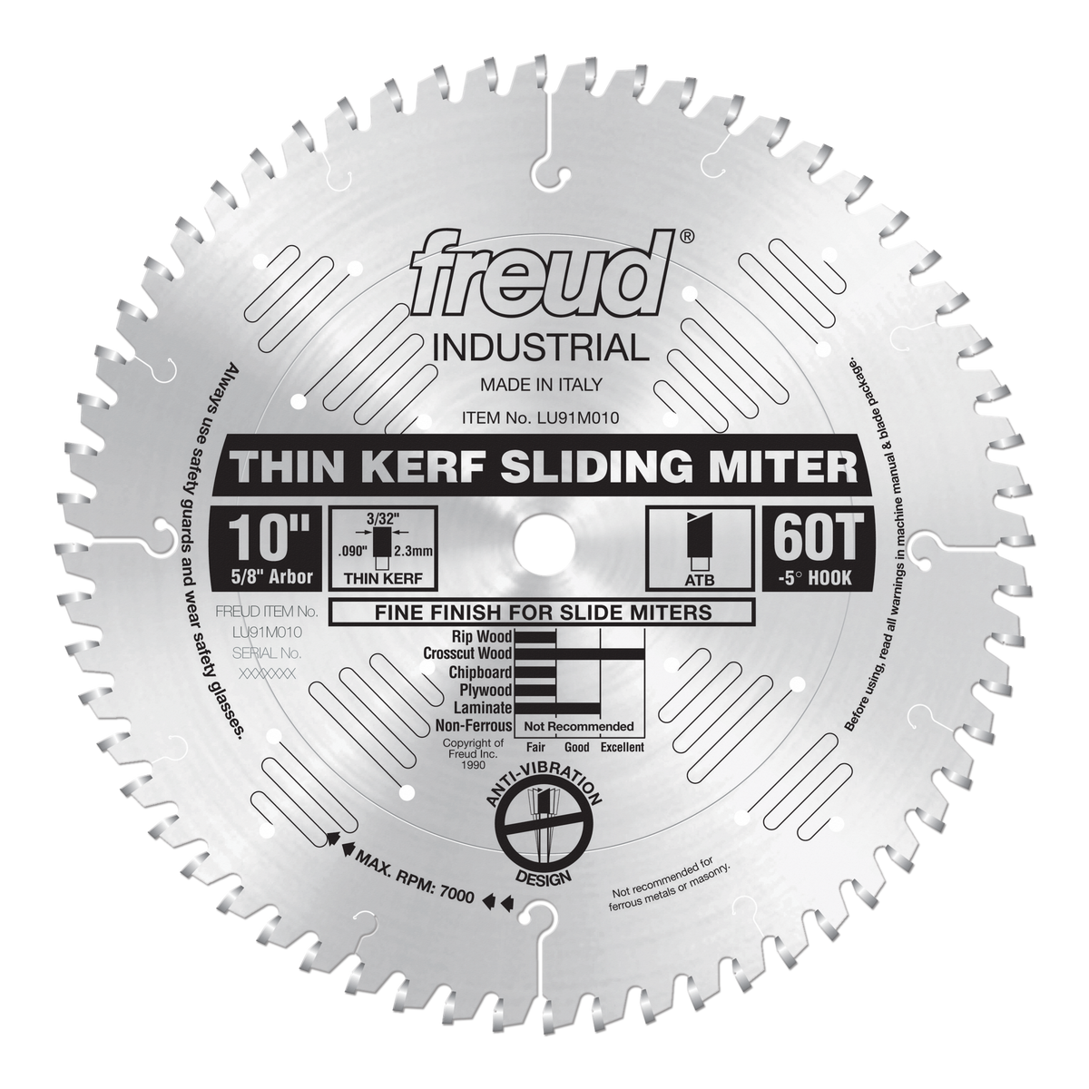 LU91M010   10" Thin Kerf Sliding Compound Miter Saw Blade