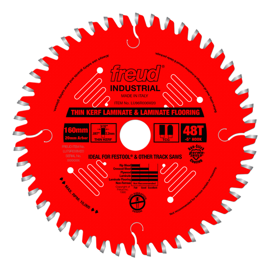 LU96R006M20   160mm Thin Kerf Double Sided Laminate/Melamine